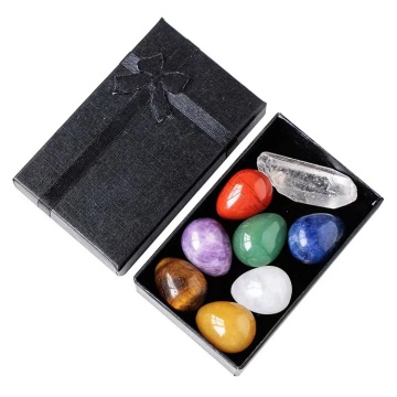 Natural Crystal 7 Chakra Eggs Healing Stones Gift Box