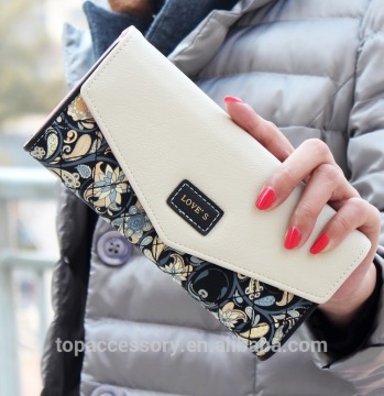 Fancy Smart Design for young lady, PU leather Flower Printed Purse