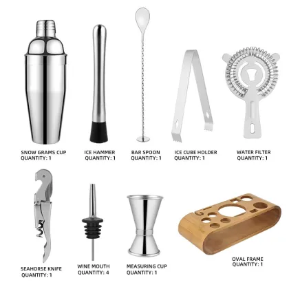 Factory Direct Customizable Stainless Steel Cocktail Shaker Barware Set