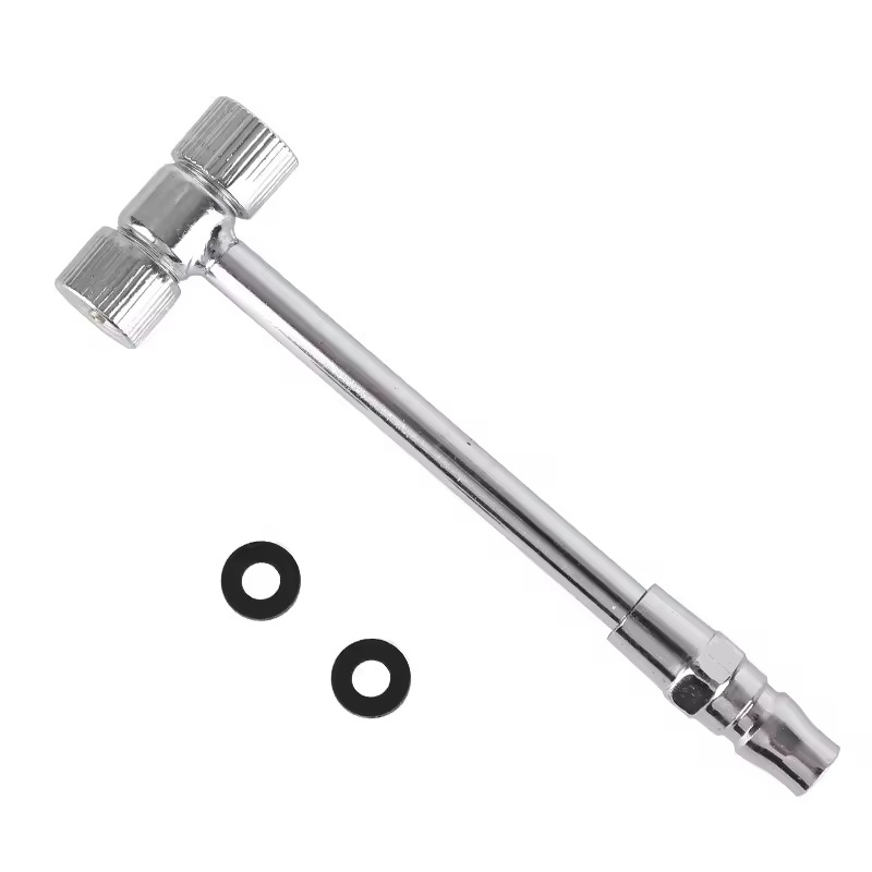 Metal Dual Head Bike Car Pump Adapter - 2-Way Tire Inflator