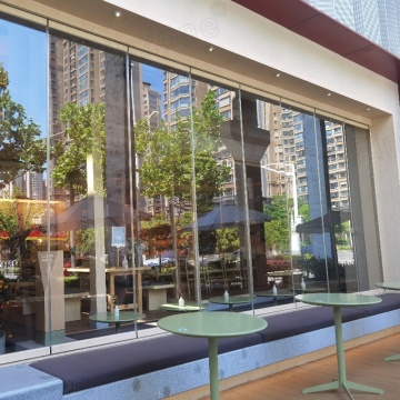 Porta in vetro pieghevole senza cornice in alluminio trasparente per caffetterie e patio