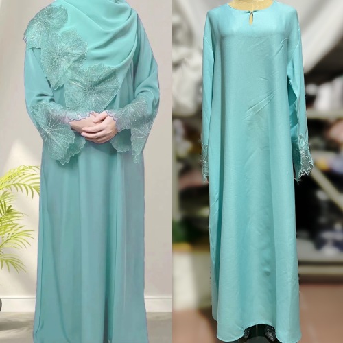 لباس ابای یکرنگ مالزی با حجاب