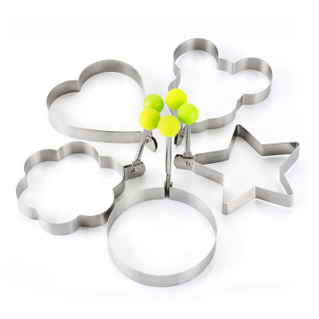 Different Shapes Fried Egg Stainless Steel Pancake Ring Mold - 5 Pcs