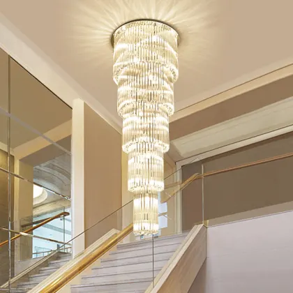 Golden Crystal Mansion with Revolving Staircase and French Empire Chandelier