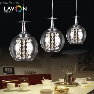 3 lights led k9 crystal pendant lamp for diningroom