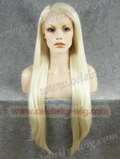 Blonde Extra Long Straight Synthetic Lace Front Wig