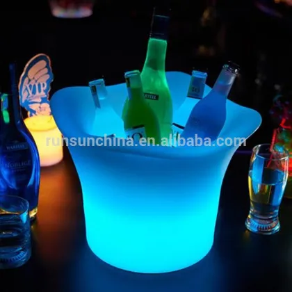 Night club beer ice bucket with beer, plastic led grey goose beer ice bucket