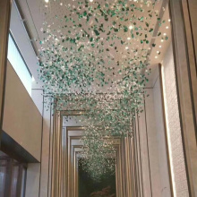 Lámpara colgante de proyecto de gran tamaño de vidrio de pasillo de hotel