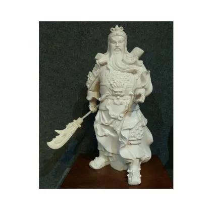 Best Quality White Marble Stone Buddha Guan Yu Sculpture