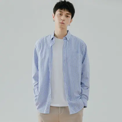 Autumn Temperament Shirt fashion vertical striped shirt