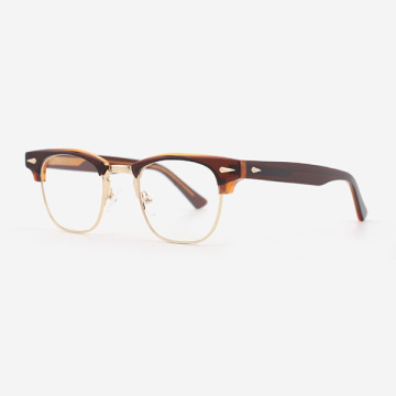 Round Acetate And Metal Combined Men`s Optical Frames 23A3072