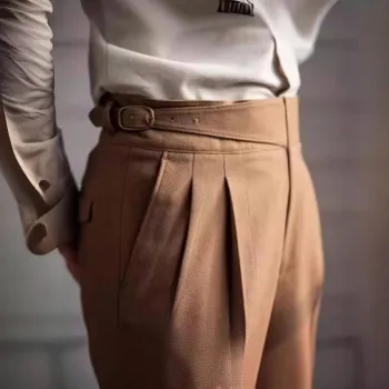 Naples Men's High Waist Slim-Fit Dark Gray Suit Pants Spring/Summer Collection