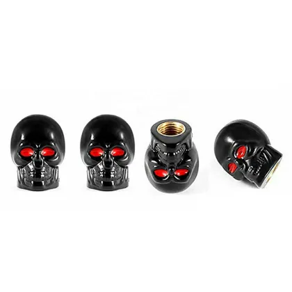 JDMotorsport88 Black Racing Skull Wheel Valve Cap Dust Cover