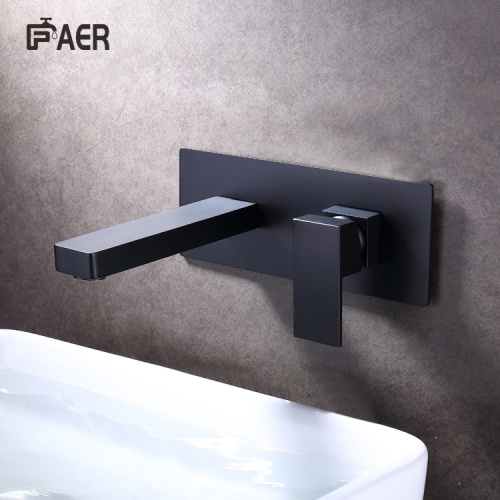 Double Hook Faucet Modern Wall Mounted Matt Black Bathroom Faucet Factory