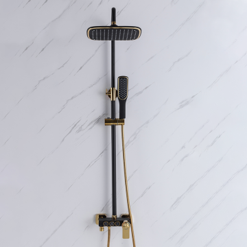 Mattschwarze thermostatische Duschmischer -Set - Quadratische Oberseite Niederschlag