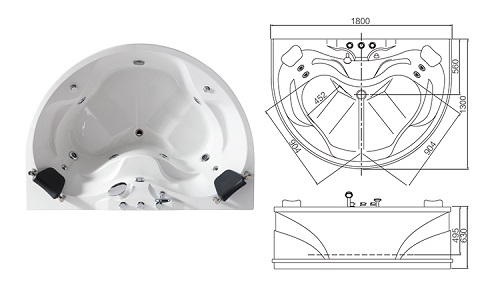 Half Round Acrylic Soaking Bathtub