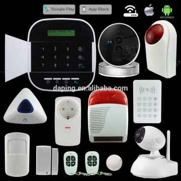 Support IOS Android 2016 New Product GSM SMS 433Mhz Wifi Burglar Home Alarm System with 85dB Indoor siren and IP Camera