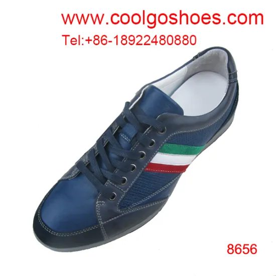 sport elegant navy style calfskin leather men shoes