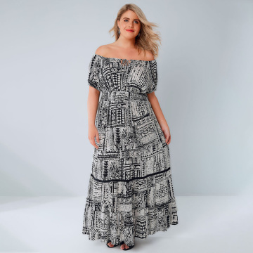 Black & White Tribal Print Maxi Dress beach dress women