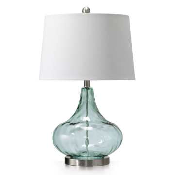 UL Listed Modern Glass Bedroom Table Lamps with White Fabric Shade