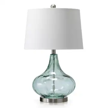 UL Listed Modern Glass Bedroom Table Lamps with White Fabric Shade