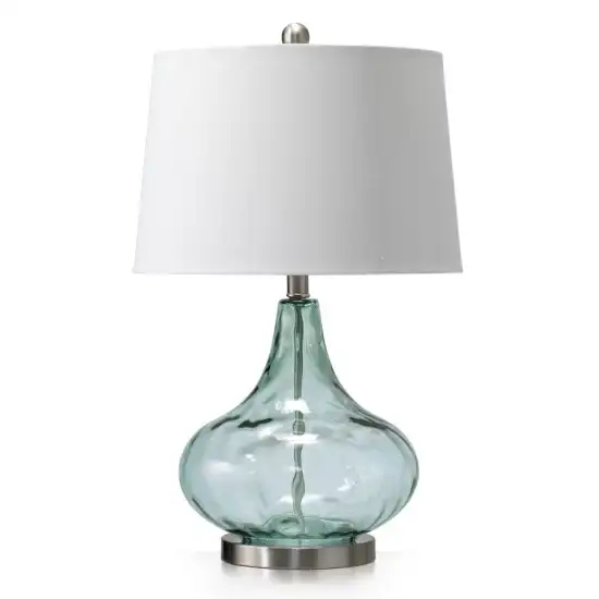 UL Listed Modern Glass Bedroom Table Lamps with White Fabric Shade
