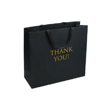 Custom Recyclable Black Art Paper Shopping Bag with Handle: Perfect for Clothing or Shoes - Manufacturer Supplier