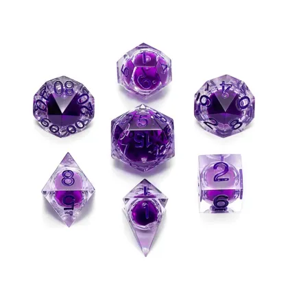 Custom Liquid Center Eyeball D&D Sharp Edge Resin Dice Set