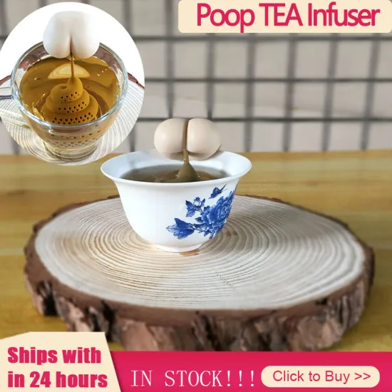 Silicone Tea Infuser Creative Poop Shaped Funny Herbal Tea Bag Reusable Coffee Filter Diffuser Strainer Tea Accessories Kitchen