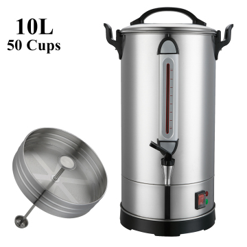 Deluxe 50 ถ้วยสแตนเลสเครื่องดื่มเครื่องดื่มร้อน - โกศกาแฟ 10L สำหรับชานม