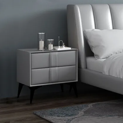 Customized bedroom furniture Leather bedside table wood