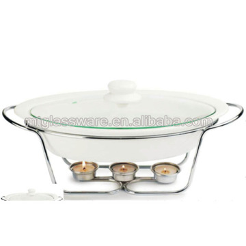 ceramic cookware sets pan with glass cover and silver metal stand