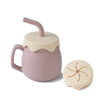 Cupă din silicon cu dublă utilizare pentru sorbire și gustare