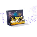 Tarjeta de cumpleaños con iluminación musical de fuegos artificiales en 3D