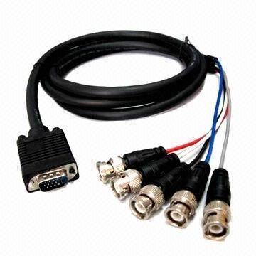 BNC-Kabel, VGA Stecker auf 5BNC männlich, vernickelt
