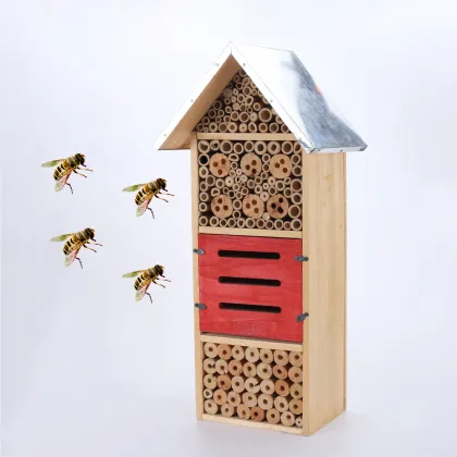 Hot Selling Outdoor Wooden Bee House with Rainproof Roof