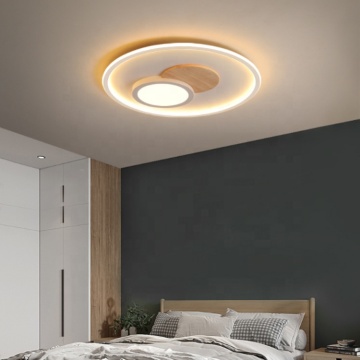 Plafond LED moderne - Surface fine en bois rond montée pour le salon et la chambre pour enfants