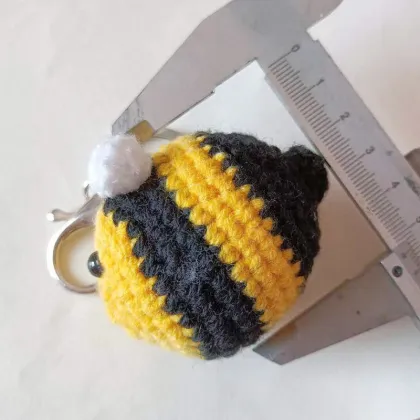 Cotton Little Bee Crochet Keychain Handmade Amigurumi