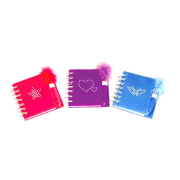 Plush notebooks with feather ball pen, customized designs are accepted