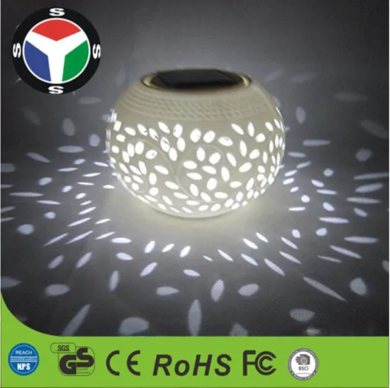 High Transparent LED Solar Ceramic Decorative Lamp for Indoor and Outdoor Use