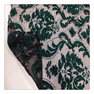 Jersey Knit Stoff Grüner Burnout Samt Stoff Samt Stoff für Kleidung