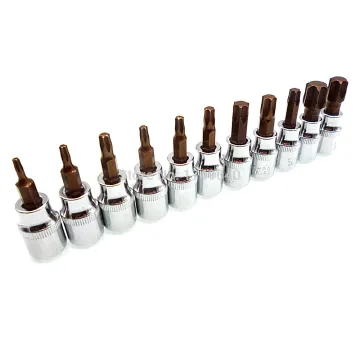 11pc Torx Bit Socket Screwdriver Set 3/8" Square Impact Driver T10 T15 T20 T25 T27 T30 T40 T45 T50 T55 T60 Torx Star Socket Bit