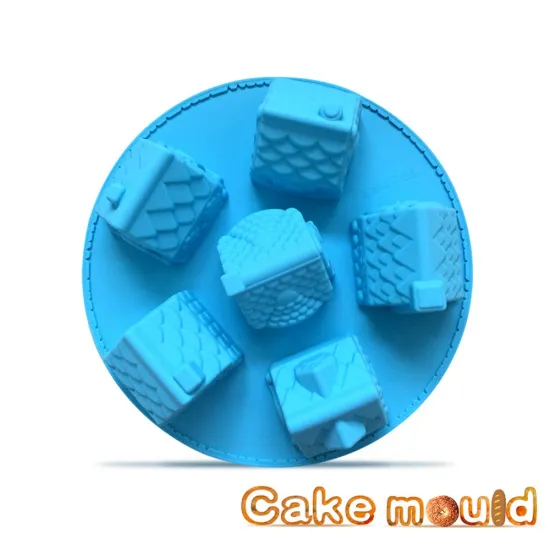6 cavity castle shaped cake fondant silicone molds for christmas bakeware