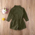 2020 Baby Summer Clothing 1-6Y Toddler Kids Baby Girl Jumpsuit Romper Short Sleeve Playsuit Solid Amry Green Outfit Clothes Sets