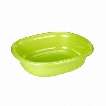 Plastic basin in unique rectangle shape, three colors available, ideal for kitchen use