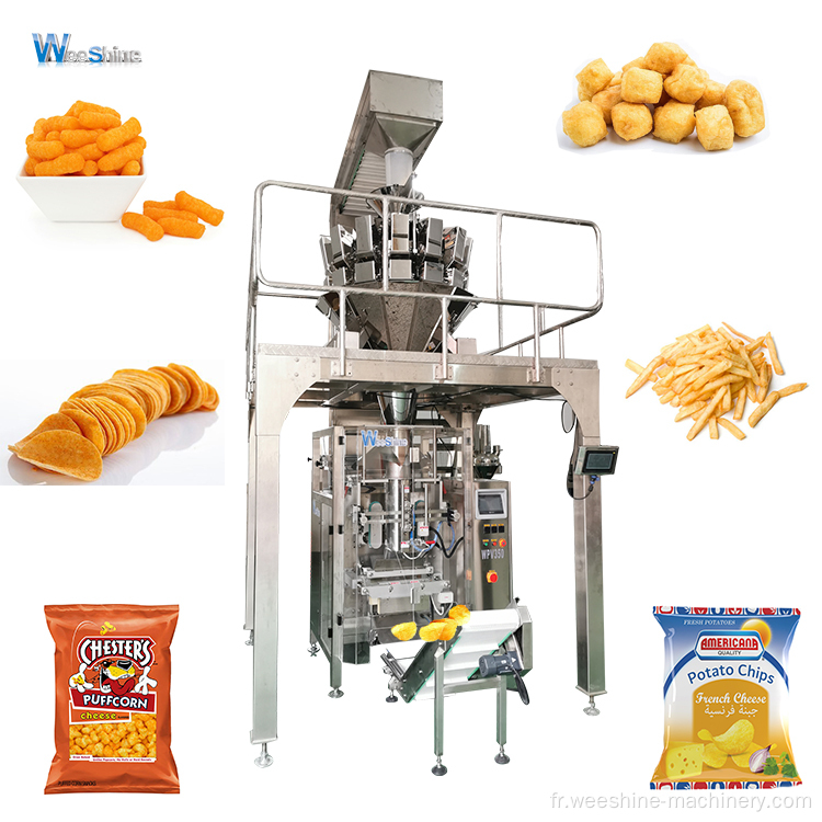 Machine d'emballage de croustilles de pommes de terre à collations bouffantes