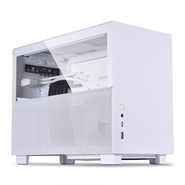 Lian Li Q58 Mini ITX Case with SFX/SFX-L/ATX PSU Support and PCIe 3.0/4.0 Riser Cable, Glass+Mesh Panel for Gamers