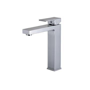 Chrome Square Brass Single Handle Basin Faucet Tinggi