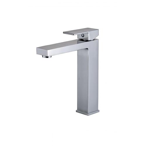 Single Hole Basin Faucet Chrome Square Brass Single Handle High Basin Faucet Factory