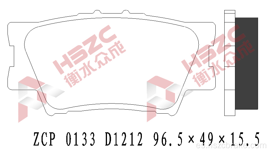 Padera de freno de cerámica de automóvil FMSI D1212 para Toyota